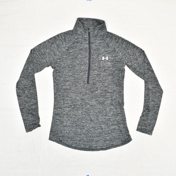 Under Armour Women's 1/4 Zip Sweatshirt Loose Heatgear Polyester Gray Size M - Picture 2 of 8